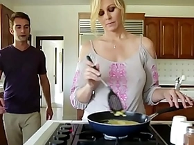 Orally satisfied milf team-fucked by her stepson