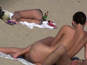 Crude horny couples naked at nudist beach voyeur videotape hd