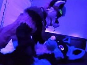 Fursuit pup fucked HARD on bed 2