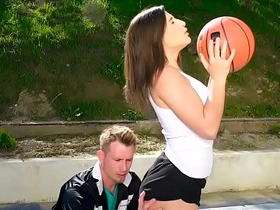 Big waxen booty legal age teenager butt drilled by say no to basketball trainer
