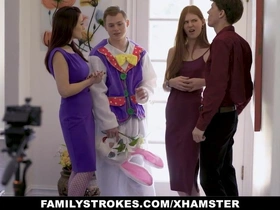 Stepson Dexterity Stepmom And Stepsister With Easter Get-up