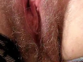 Redhead huge boobies cougar widens her haired piss hole
