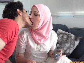 Muslim legal age teenager in Hijab sucks brother's dick plus gets drilled