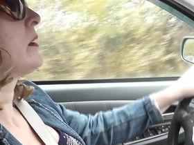 Squirting nearly car sexy mom milf stops car on join up of road masturbates pussy gets distinct wringing wet orgasm squirt