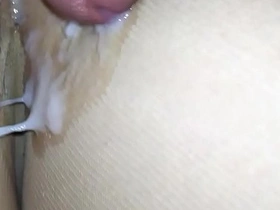 Masturbation and pantyhose ass spunk fountain