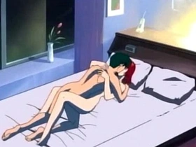 Amazing hentai sex scene on touching bed