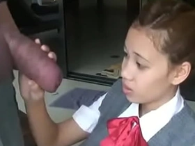 Asian schoolgirl opens helter-skelter less suck Brobdingnagian cock