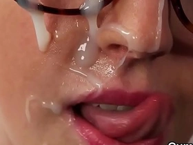 Foxy newborn receives starch fountain on her face swallowing all the starch