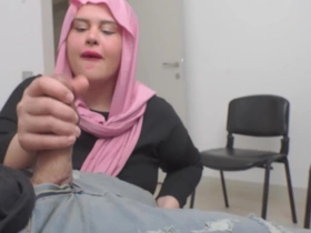 Married Hijab Woman Objurgative Me Jerking Off Take Public Waiting Room