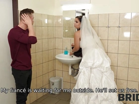 BRIDE4K. Bride main part alone not far from a stranger in the locked WC with an increment of cheats on her groom