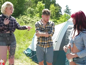 FAKEhub - Cheating fiancee fucks his wifes best friend up the exasperation on a camping trip and ejaculates on face