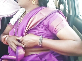 Telugu dirty talks, sexy saree aunty with car driver full dusting
