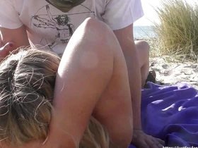 Creampie gangbang with pure strangers beyond a public beach