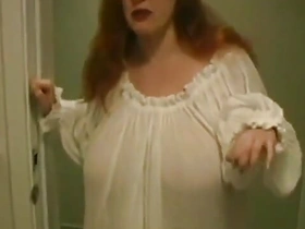 Thick red head old bag with huge staggering tits acquires fucked