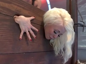 Blonde taken hold of by in wall stock pain in the neck fucked