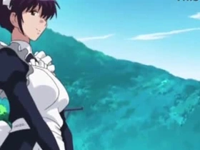 Busty hentai maid gives a bawdy blowjob to will not hear of master