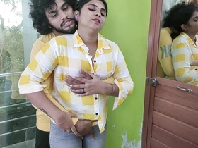 Vaishnavy shirt candid and red bra show romance with Sharun Raj, Mallu couple dress candid romance, Hot titties kissing romance