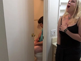 Stepson mishandle masturbating in the bathroom fucks stepmom