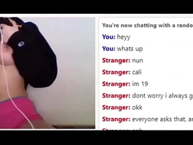 Cute Omegle Legal age teenager Shows Bore And Tits ALMOST Got Caught!